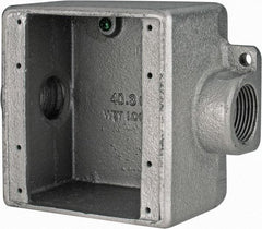 Thomas & Betts - 2 Gang, (2) 1" Knockouts, Iron Rectangle Device Box - Zinc Plated - Exact Tool & Supply