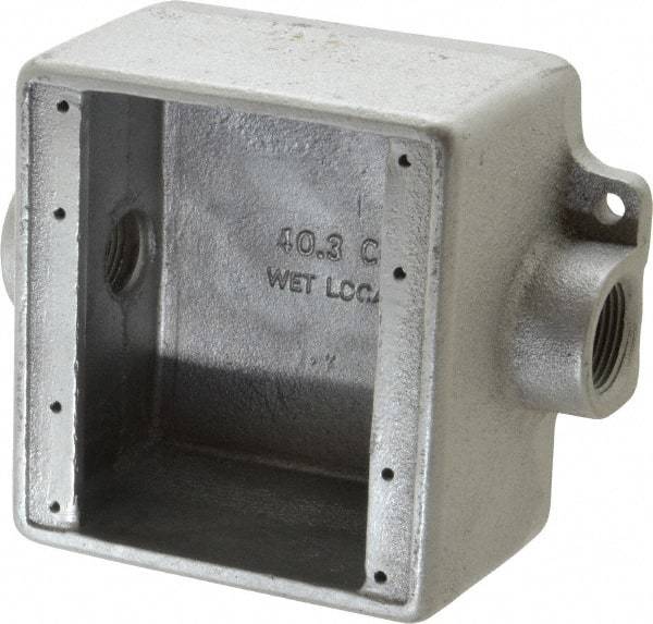 Thomas & Betts - 2 Gang, (2) 3/4" Knockouts, Iron Rectangle Device Box - Zinc Plated - Exact Tool & Supply
