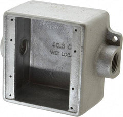 Thomas & Betts - 2 Gang, (2) 3/4" Knockouts, Iron Rectangle Device Box - Zinc Plated - Exact Tool & Supply