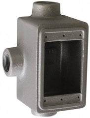 O-Z/Gedney - 1 Gang, 1" Knockouts, Iron Rectangle Device Box - Aluminum Enamel, Zinc Electroplated - Exact Tool & Supply