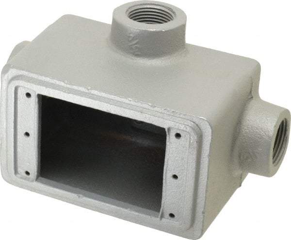 O-Z/Gedney - 1 Gang, 3/4" Knockouts, Iron Rectangle Device Box - Aluminum Enamel, Zinc Electroplated - Exact Tool & Supply