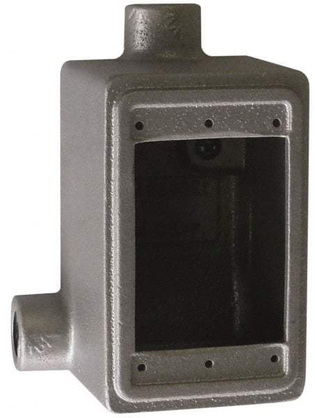 O-Z/Gedney - 1 Gang, 1/2" Knockouts, Iron Rectangle Device Box - Aluminum Enamel, Zinc Electroplated - Exact Tool & Supply