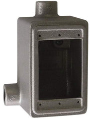 O-Z/Gedney - 1 Gang, 1/2" Knockouts, Iron Rectangle Device Box - Aluminum Enamel, Zinc Electroplated - Exact Tool & Supply