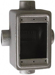 O-Z/Gedney - 1 Gang, 3/4" Knockouts, Iron Rectangle Device Box - Aluminum Enamel, Zinc Electroplated - Exact Tool & Supply