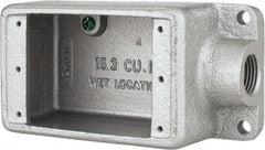 Thomas & Betts - 1 Gang, (1) 1/2" Knockout, Iron Rectangle Device Box - 2-3/4" Overall Width x 2" Overall Depth - Exact Tool & Supply