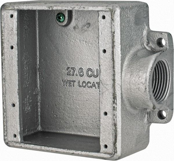 Thomas & Betts - 2 Gang, (1) 1" Knockout, Iron Rectangle Device Box - 2-3/4" Overall Width x 2" Overall Depth - Exact Tool & Supply
