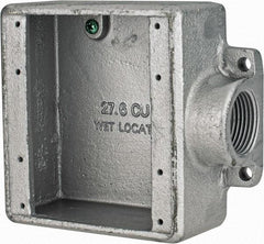 Thomas & Betts - 2 Gang, (1) 1" Knockout, Iron Rectangle Device Box - 2-3/4" Overall Width x 2" Overall Depth - Exact Tool & Supply