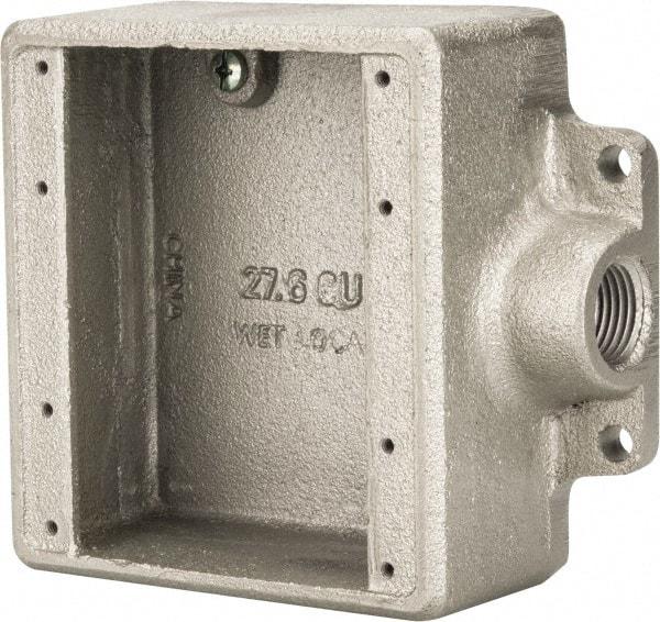 Thomas & Betts - 2 Gang, (1) 1/2" Knockout, Iron Rectangle Device Box - 2-3/4" Overall Width x 2" Overall Depth - Exact Tool & Supply