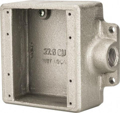 Thomas & Betts - 2 Gang, (1) 1/2" Knockout, Iron Rectangle Device Box - 2-3/4" Overall Width x 2" Overall Depth - Exact Tool & Supply