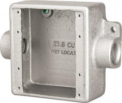Thomas & Betts - 2 Gang, (2) 3/4" Knockouts, Iron Rectangle Device Box - 4.63" Overall Height x 5.38" Overall Width x 2" Overall Depth - Exact Tool & Supply