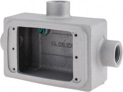 O-Z/Gedney - 1 Gang, 1/2" Knockouts, Iron Rectangle Device Box - Aluminum Enamel, Zinc Electroplated - Exact Tool & Supply