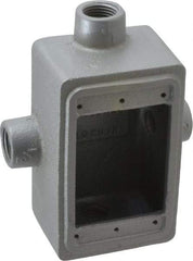 O-Z/Gedney - 1 Gang, 1/2" Knockouts, Iron Rectangle Device Box - Aluminum Enamel, Zinc Electroplated - Exact Tool & Supply
