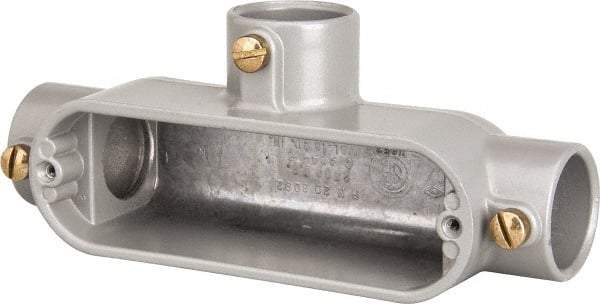 Hubbell Killark - Form Set Screw, T Body, 1" Trade, EMT Aluminum Conduit Body - Oval, 7-1/8" OAL, 12 cc Capacity - Exact Tool & Supply