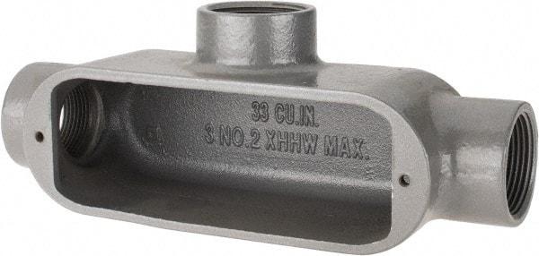 Hubbell Killark - Form 35, T Body, 1-1/4" Trade, IMC, Rigid Malleable Iron Conduit Body - Oval, 9-3/16" OAL, 32 cc Capacity, Hazardous & Wet Locations - Exact Tool & Supply