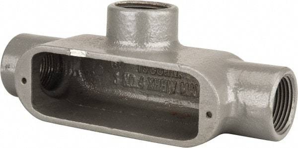 Hubbell Killark - Form 35, T Body, 1" Trade, IMC, Rigid Malleable Iron Conduit Body - Oval, 7-1/8" OAL, 12 cc Capacity, Hazardous & Wet Locations - Exact Tool & Supply