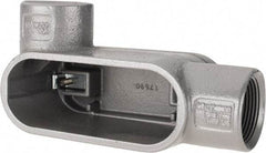 Hubbell Killark - Form 7, L Body, 1-1/4" Trade, IMC, Rigid Iron Conduit Body - Oval, 6-13/16" OAL, 19-1/2 cc Capacity, Gray, Hazardous & Wet Locations - Exact Tool & Supply
