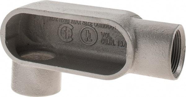Hubbell Killark - Form 7, LR Body, 1-1/4" Trade, IMC, Rigid Iron Conduit Body - Oval, 6-13/16" OAL, 19-1/2 cc Capacity, Gray, Hazardous & Wet Locations - Exact Tool & Supply