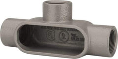 Hubbell Killark - Form 7, T Body, 1-1/4" Trade, IMC, Rigid Iron Conduit Body - Oval, 8 & 11-7/8" OAL, 20 cc Capacity, Gray, Hazardous & Wet Locations - Exact Tool & Supply