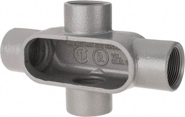 Hubbell Killark - Form 7, X Body, 1-1/4" Trade, IMC, Rigid Iron Conduit Body - Oval, 8 & 9-1/2" OAL, 20 cc Capacity, Gray, Hazardous & Wet Locations - Exact Tool & Supply