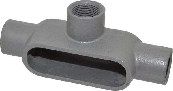 Hubbell Killark - Form 7, T Body, 1" Trade, IMC, Rigid Iron Conduit Body - Oval, 7-5/8" OAL, 11-1/2 cc Capacity, Gray, Hazardous & Wet Locations - Exact Tool & Supply