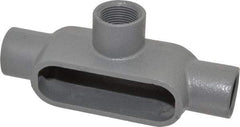Hubbell Killark - Form 7, T Body, 1" Trade, IMC, Rigid Iron Conduit Body - Oval, 7-5/8" OAL, 11-1/2 cc Capacity, Gray, Hazardous & Wet Locations - Exact Tool & Supply