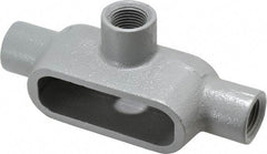 Hubbell Killark - Form 7, T Body, 1/2" Trade, IMC, Rigid Iron Conduit Body - Oval, 5-11/16" OAL, 6.2 cc Capacity, Gray, Hazardous & Wet Locations - Exact Tool & Supply