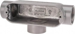 Hubbell Killark - Form 85, T Body, 1-1/2" Trade, IMC, Rigid Aluminum Conduit Body - Oval, 9-3/16" OAL, 33 cc Capacity, Hazardous & Wet Locations - Exact Tool & Supply