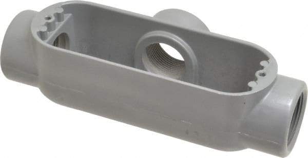 Hubbell Killark - Form 85, T Body, 1-1/4" Trade, IMC, Rigid Aluminum Conduit Body - Oval, 9-3/16" OAL, 32 cc Capacity, Hazardous & Wet Locations - Exact Tool & Supply