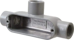 Hubbell Killark - Form 85, T Body, 1/2" Trade, IMC, Rigid Aluminum Conduit Body - Oval, 5-3/8" OAL, 4 cc Capacity, Hazardous & Wet Locations - Exact Tool & Supply