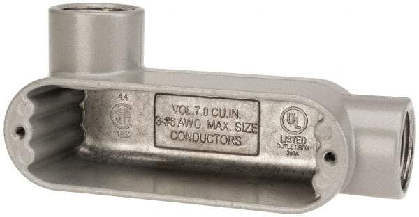 Hubbell Killark - Form 85, LL Body, 3/4" Trade, IMC, Rigid Aluminum Conduit Body - Oval, 5-3/8" OAL, 7 cc Capacity, Hazardous & Wet Locations - Exact Tool & Supply