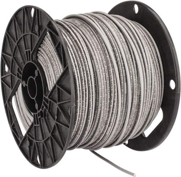 Southwire - THHN/THWN, 12 AWG, 20 Amp, 500' Long, Solid Core, 1 Strand Building Wire - Gray, Thermoplastic Insulation - Exact Tool & Supply