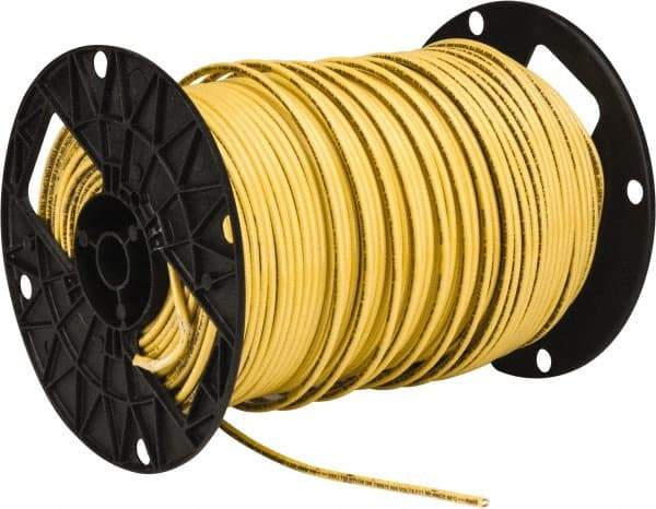 Southwire - THHN/THWN, 10 AWG, 30 Amp, 500' Long, Solid Core, 1 Strand Building Wire - Yellow, Thermoplastic Insulation - Exact Tool & Supply