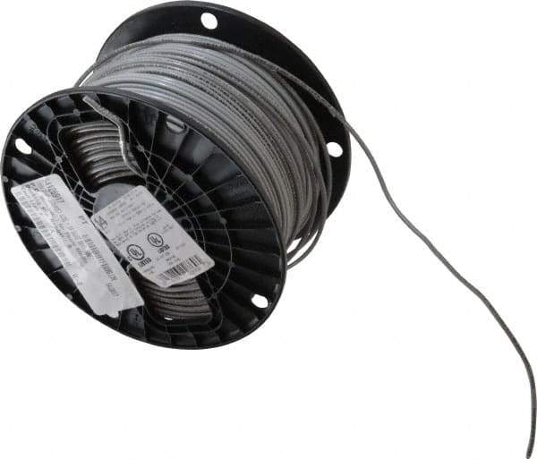 Southwire - THHN/THWN, 14 AWG, 15 Amp, 500' Long, Stranded Core, 19 Strand Building Wire - Gray, Thermoplastic Insulation - Exact Tool & Supply