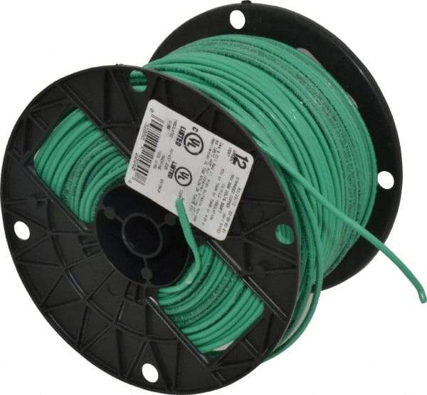 Southwire - THHN/THWN, 12 AWG, 20 Amp, 500' Long, Stranded Core, 19 Strand Building Wire - Green, Thermoplastic Insulation - Exact Tool & Supply
