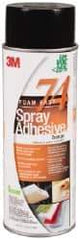 3M - 24 oz Aerosol Orange Spray Adhesive - High Tack, 200°F Heat Resistance, 50 Sq Ft Coverage, Medium Strength Bond, 30 min Max Bonding Time, Flammable, Series 74 - Exact Tool & Supply