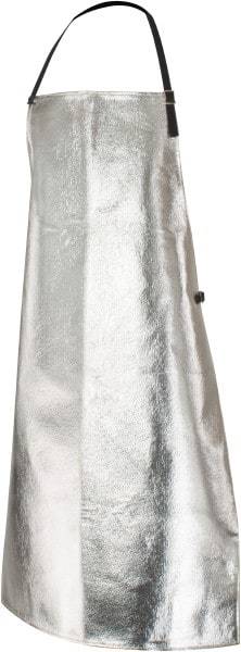 PRO-SAFE - 24 x 39" Aluminized Bib Apron - Aluminized Blended Kevlar, 19 oz Material, Silver & Yellow - Exact Tool & Supply