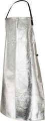 PRO-SAFE - 24 x 39" Aluminized Bib Apron - Aluminized Blended Kevlar, 19 oz Material, Silver & Yellow - Exact Tool & Supply