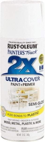 Rust-Oleum - White, Semi Gloss, Enamel Spray Paint - 8 Sq Ft per Can, 12 oz Container, Use on Multipurpose - Exact Tool & Supply