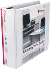 UNIVERSAL - 3" Sheet Capacity, 11 x 8-1/2", View Ring Binder - Vinyl, White - Exact Tool & Supply