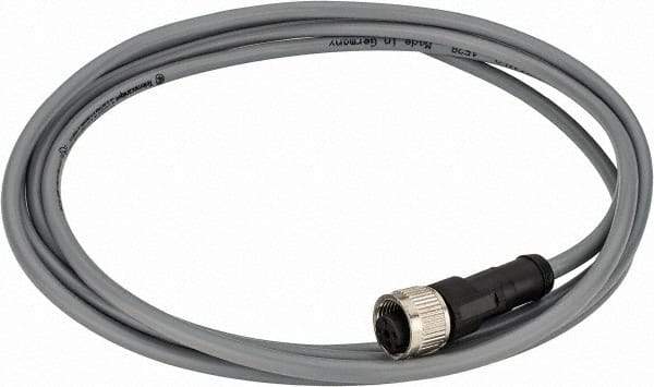 Telemecanique Sensors - 3 Amp, M12 4 Pin Female Straight Cordset Sensor and Receptacle - 250 VAC, 300 VDC, 2m Cable Length, IP67 Ingress Rating - Exact Tool & Supply