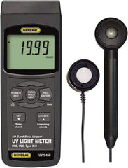 General - 9 Volt Battery, LCD Display, Light Meter - 4 Accuracy, Compatible with UVA, UVC Lighting, SD Card - Exact Tool & Supply