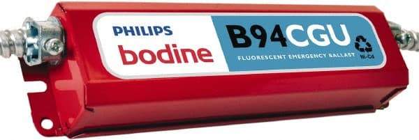 PHILIPS bodine - 1 Lamp, 120-277 Volt, 4 Pin Twin, Quad, Triple Twin Tube Compact Fluorescent Emergency Ballast - 0 to 39, 40 to 79 Watt, 300 to 750 Lumens, 90 min Run Time, 2 Inch Long x 9-1/2 Inch Wide x 2-1/2 Inch High - Exact Tool & Supply