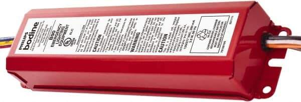 PHILIPS bodine - 1 Lamp, 120-277 Volt, T8, T12, 4 Pin Long Compact Fluorescent Emergency Ballast - 0 to 39, 40 to 79 Watt, 500 to 600 Lumens, 90 min Run Time, 2 Inch Long x 9-1/2 Inch Wide x 1-1/2 Inch High - Exact Tool & Supply