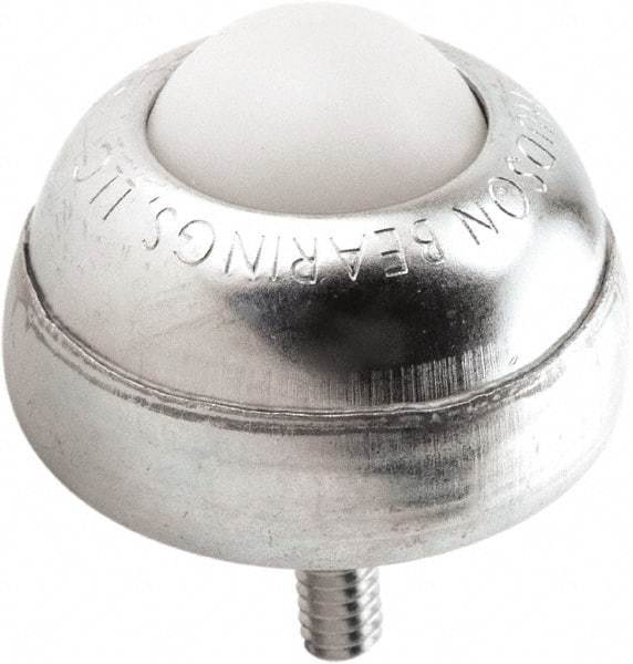 Hudson Bearing - 1 Inch Diameter, Round, Nylon Ball Transfer - 1-3/4 Inch Overall Diameter, 1-3/8 Inch Mount Height, 75 Lb. Capacity - Exact Tool & Supply