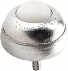 Hudson Bearing - 1 Inch Diameter, Round, Nylon Ball Transfer - 1-3/4 Inch Overall Diameter, 1-3/8 Inch Mount Height, 75 Lb. Capacity - Exact Tool & Supply