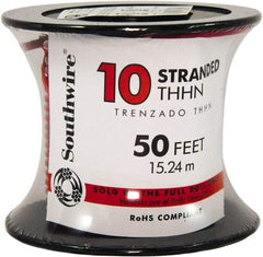 Southwire - THHN/THWN, 10 AWG, 30 Amp, 100' Long, Stranded Core, 19 Strand Building Wire - Red, Thermoplastic Insulation - Exact Tool & Supply