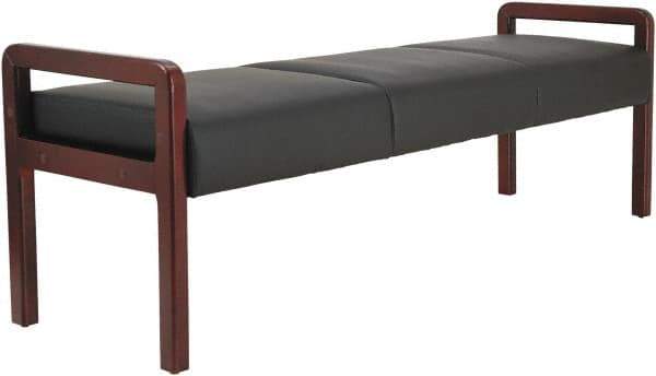 ALERA - Black & Mahogany Leather Reception Lounge - 65-3/4" Wide x 22.88" High - Exact Tool & Supply