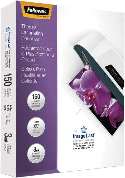 FELLOWES - 150 Piece, 3mm Thick, Legal Size Pouch - 9" Wide x 11-1/2" High - Exact Tool & Supply