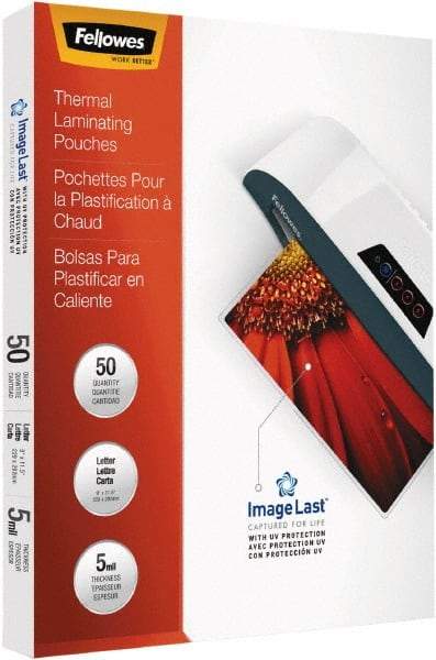 FELLOWES - 50 Piece, 5mm Thick, Legal Size Pouch - 9" Wide x 11-1/2" High - Exact Tool & Supply