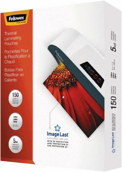 FELLOWES - 150 Piece, 5mm Thick, Legal Size Pouch - 9" Wide x 11-1/2" High - Exact Tool & Supply